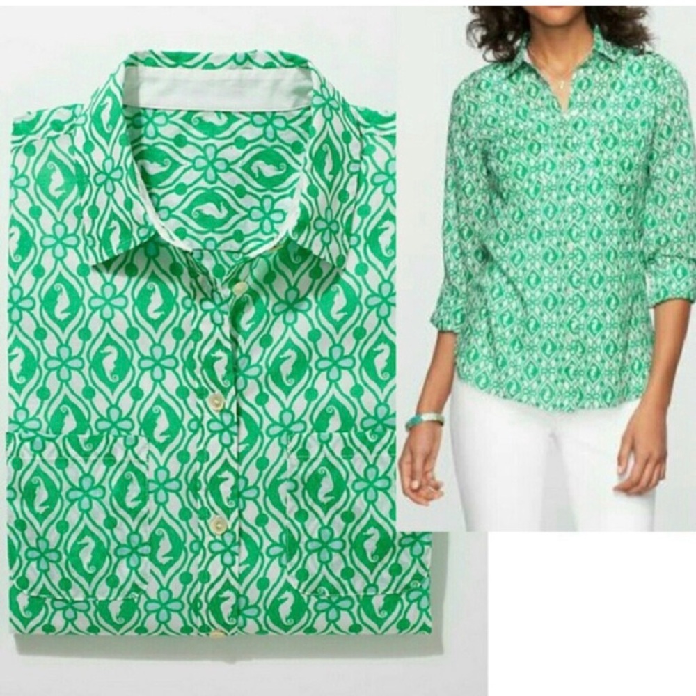 NWT TALBOTS SEAHORSE BUTTON DOWN